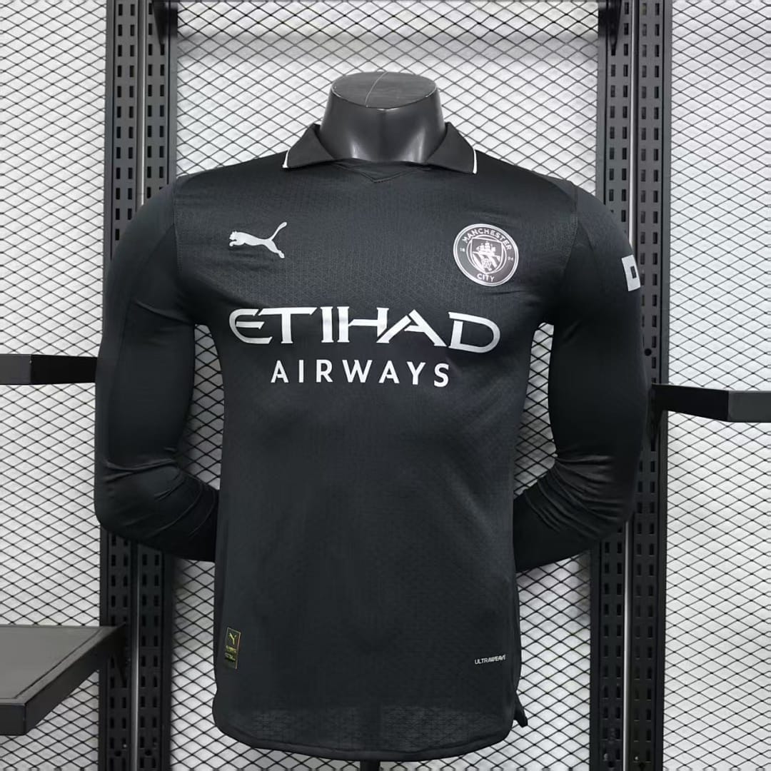 Manchester City Negro Manga Larga